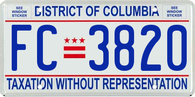 DC license plate FC3820