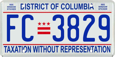 DC license plate FC3829