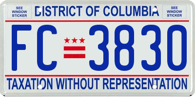 DC license plate FC3830