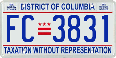 DC license plate FC3831