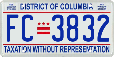 DC license plate FC3832