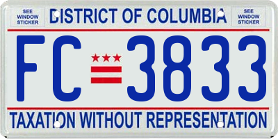 DC license plate FC3833