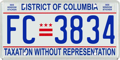 DC license plate FC3834