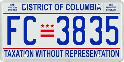 DC license plate FC3835