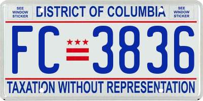 DC license plate FC3836