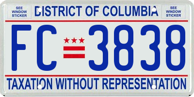 DC license plate FC3838