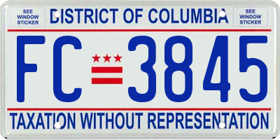 DC license plate FC3845