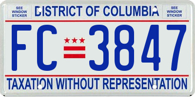 DC license plate FC3847