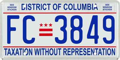 DC license plate FC3849