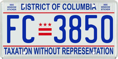 DC license plate FC3850