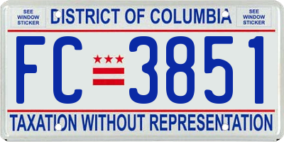 DC license plate FC3851