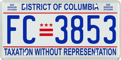 DC license plate FC3853