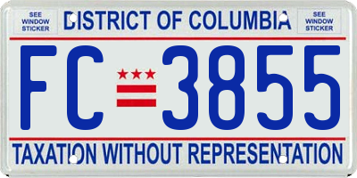 DC license plate FC3855