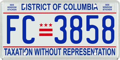 DC license plate FC3858