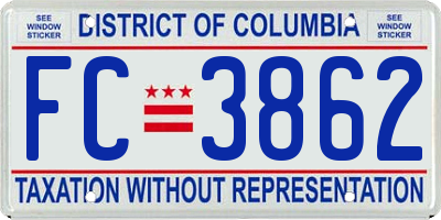 DC license plate FC3862