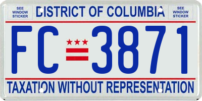 DC license plate FC3871