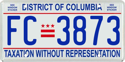 DC license plate FC3873