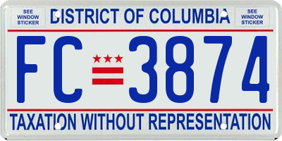 DC license plate FC3874