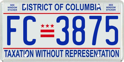 DC license plate FC3875