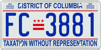 DC license plate FC3881