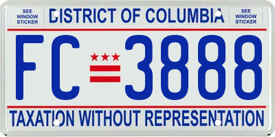 DC license plate FC3888