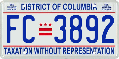 DC license plate FC3892