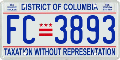 DC license plate FC3893