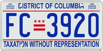 DC license plate FC3920