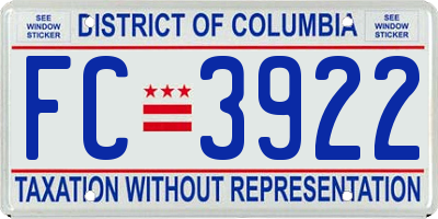 DC license plate FC3922