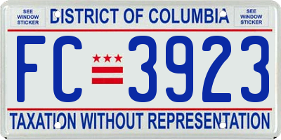 DC license plate FC3923