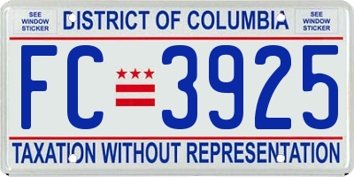 DC license plate FC3925