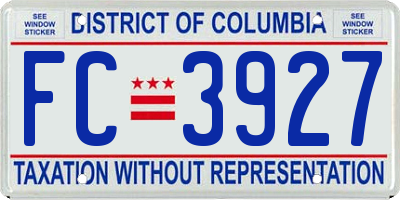 DC license plate FC3927