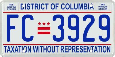 DC license plate FC3929