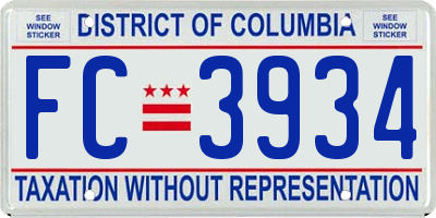 DC license plate FC3934