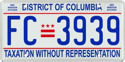 DC license plate FC3939