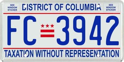 DC license plate FC3942