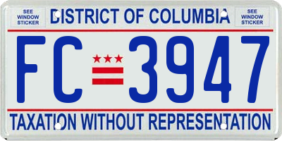 DC license plate FC3947