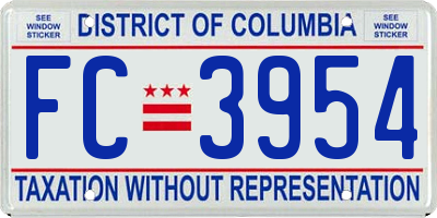 DC license plate FC3954