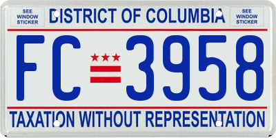 DC license plate FC3958