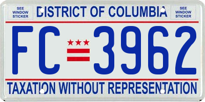 DC license plate FC3962