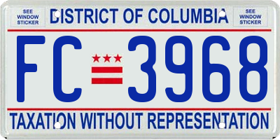 DC license plate FC3968