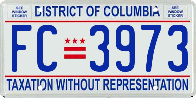 DC license plate FC3973