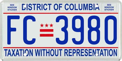 DC license plate FC3980