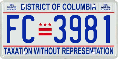 DC license plate FC3981