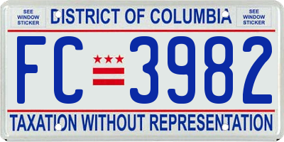 DC license plate FC3982