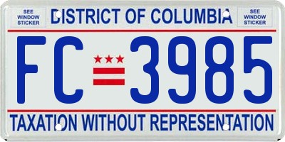 DC license plate FC3985