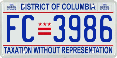 DC license plate FC3986