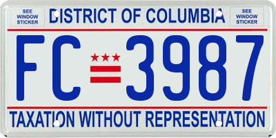 DC license plate FC3987