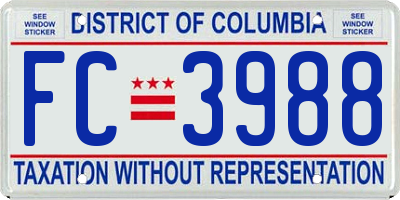 DC license plate FC3988