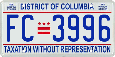 DC license plate FC3996